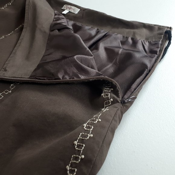 Lucy Paris Brown Embroidered Circle Skirt - Picture 4 of 12